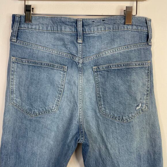 Gap Denim Ankle Flare High Rise Cropped Distressed Stretch Light Jeans 28 6 - Picture 7 of 16